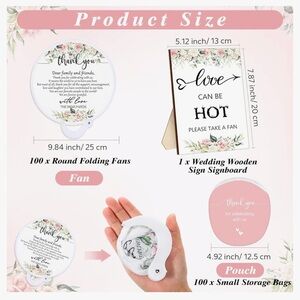 Floral Round Folding Fans with Pouch